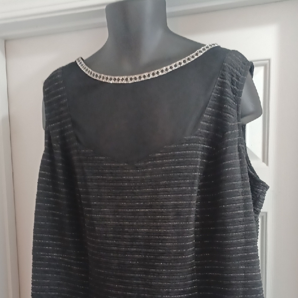 Brianna Milay Chic Black Sleeveless Dress with Chain Detail, 24W